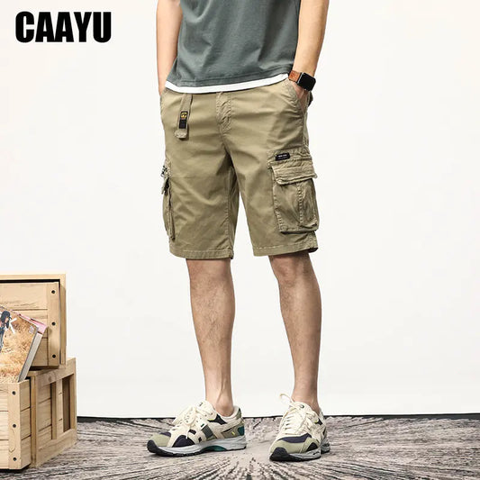 CAAYU Summer Mens Cargo Tactical Short Pants Multi-pocket Shorts Men Oversize Clothing Casual Fashion Jogger Outdoor Khaki Pants