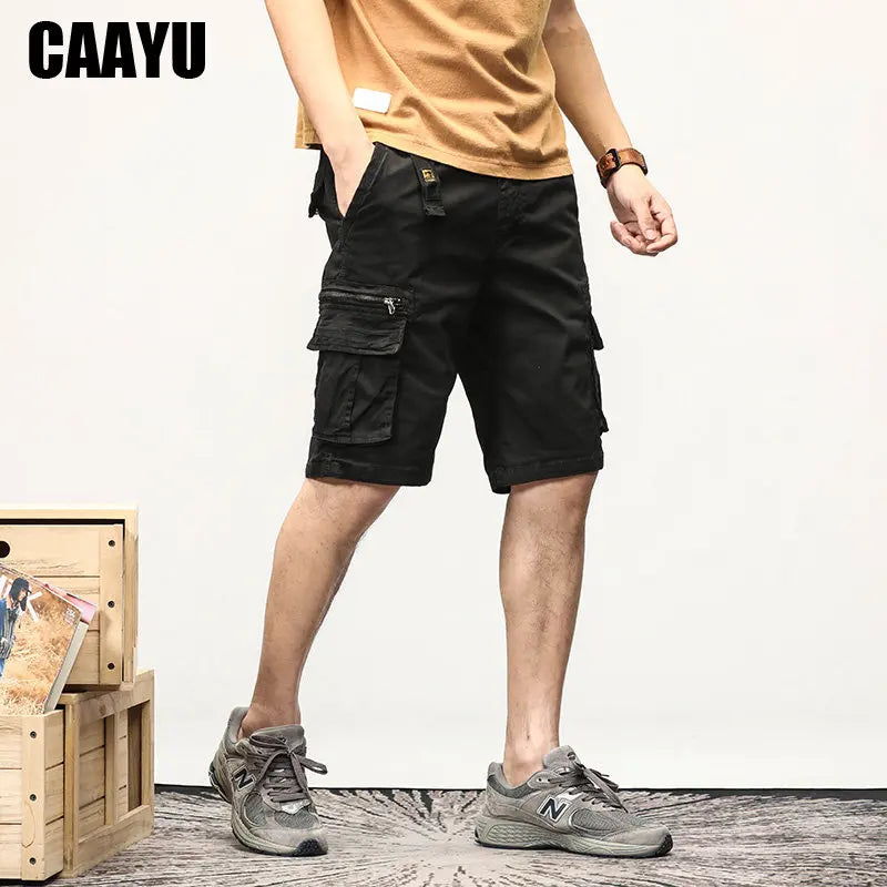 CAAYU Summer Mens Cargo Tactical Short Pants Multi-pocket Shorts Men Oversize Clothing Casual Fashion Jogger Outdoor Khaki Pants