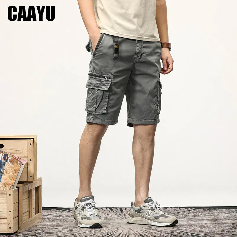 CAAYU Summer Mens Cargo Tactical Short Pants Multi-pocket Shorts Men Oversize Clothing Casual Fashion Jogger Outdoor Khaki Pants